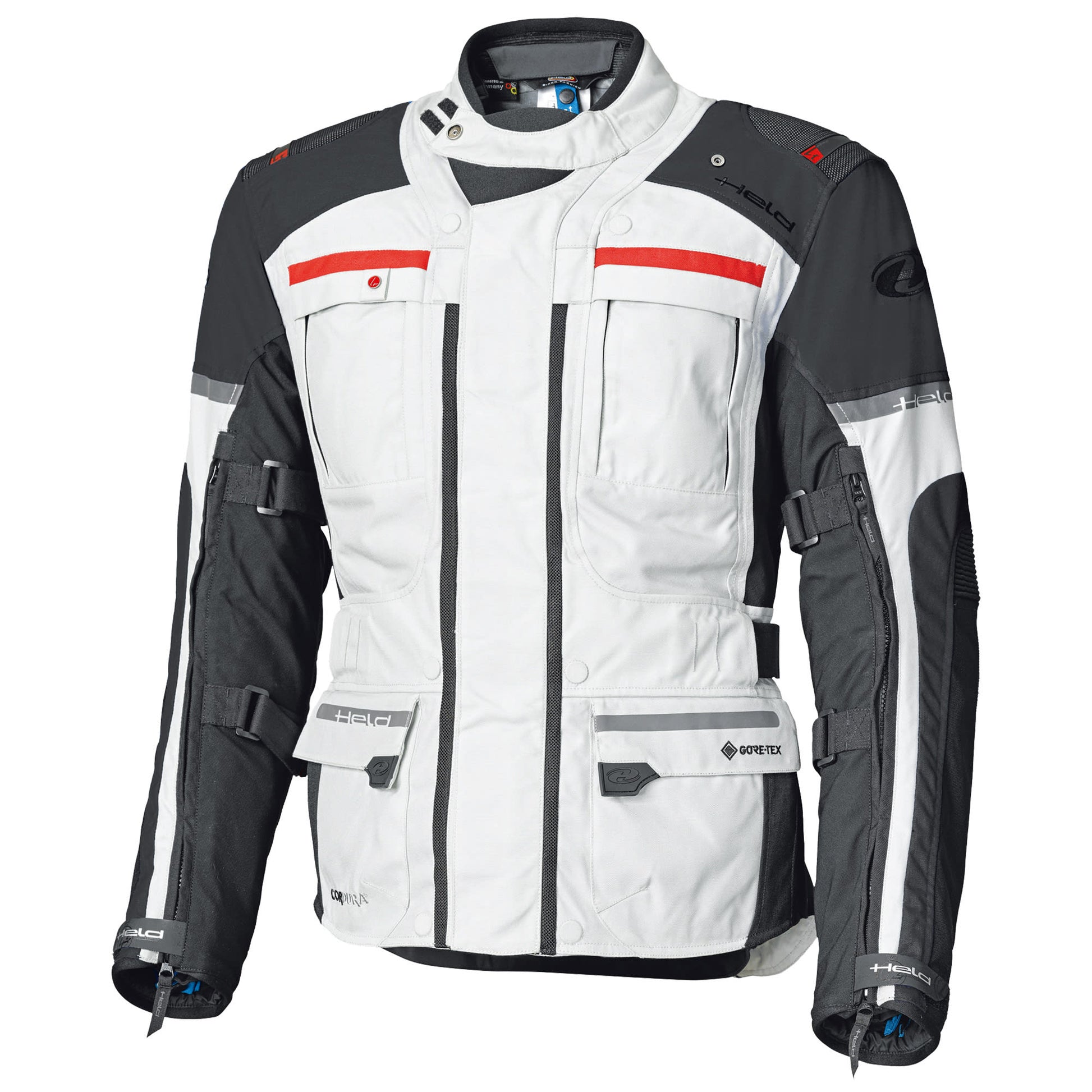Held Carese Evo Textile Jacket - Grey / Red by Held - clearance motorcycle jacket