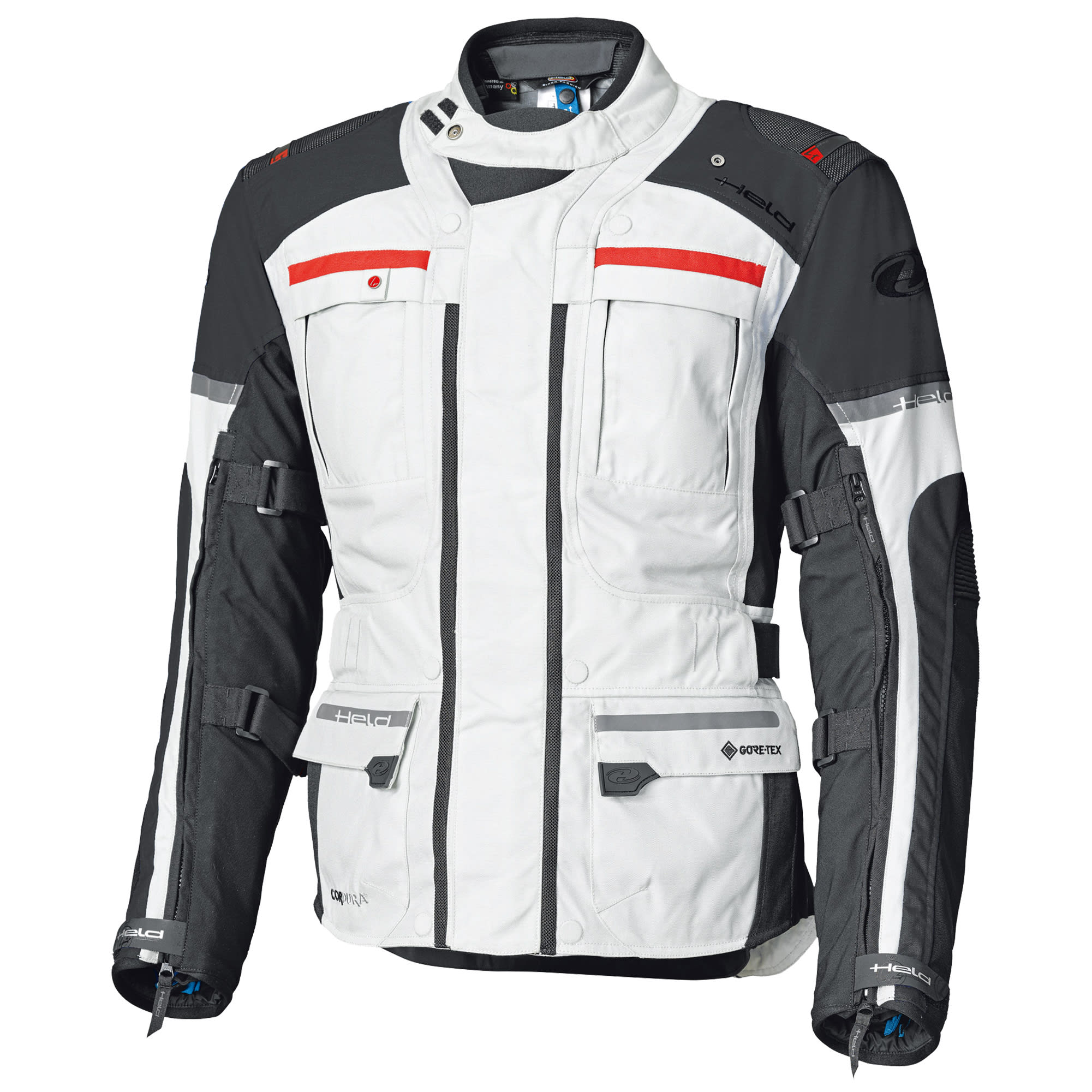 Held Carese Evo Textile Jacket - Grey / Red by Held - clearance motorcycle jacket