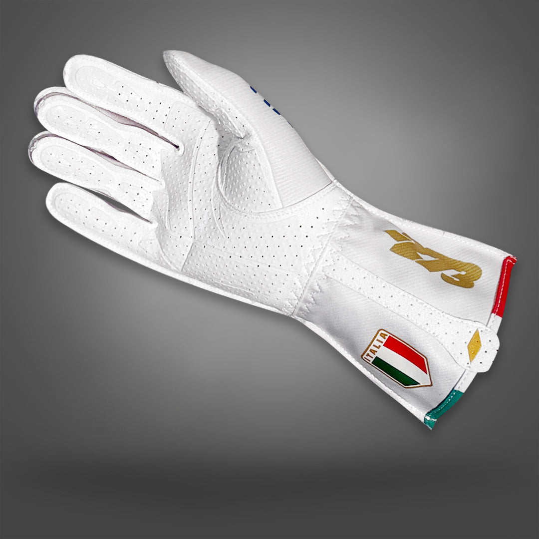 ITALIA Type-1 White/Gold/Blue - Glove | DASH RACEGEAR
