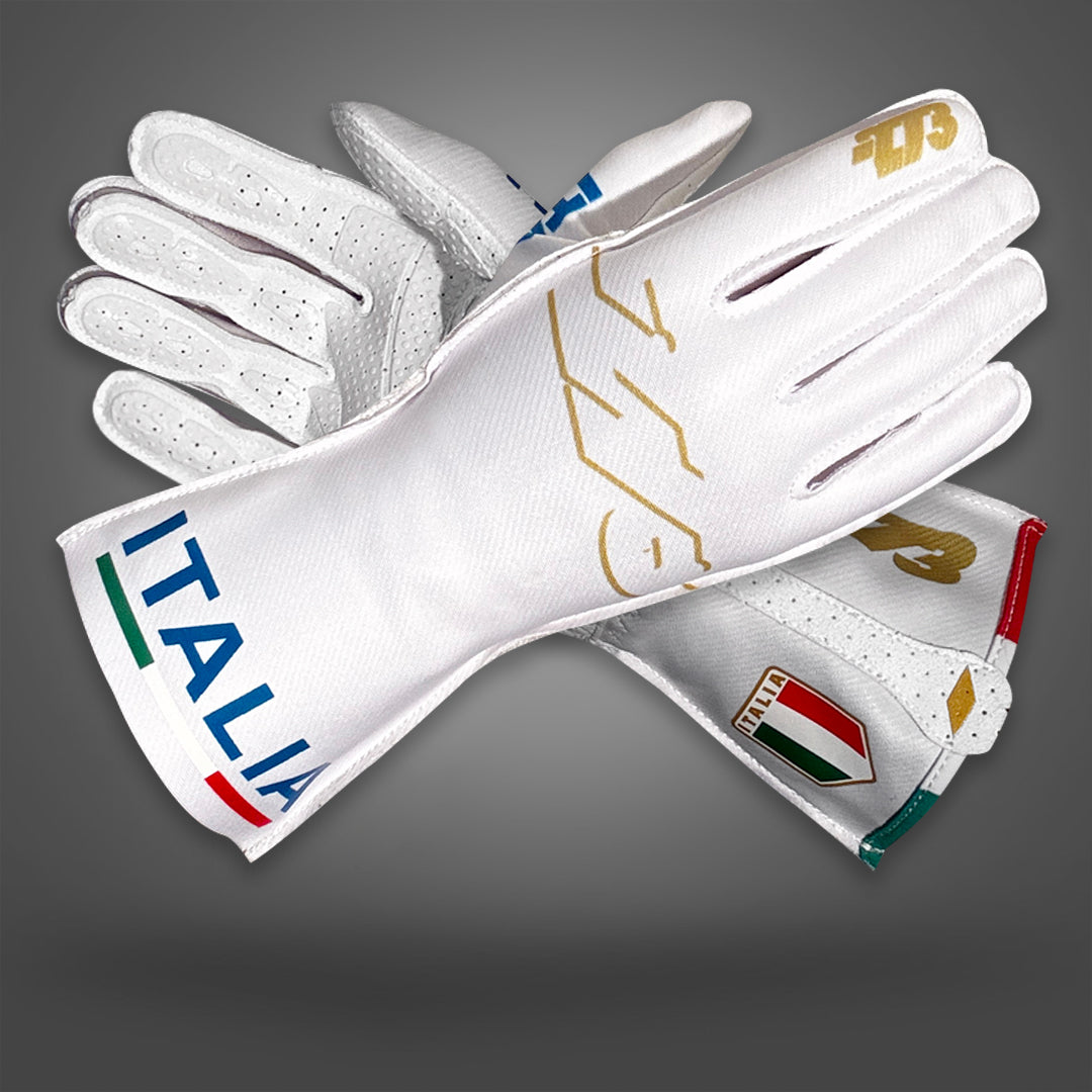 ITALIA Type-1 White/Gold/Blue - Glove | DASH RACEGEAR