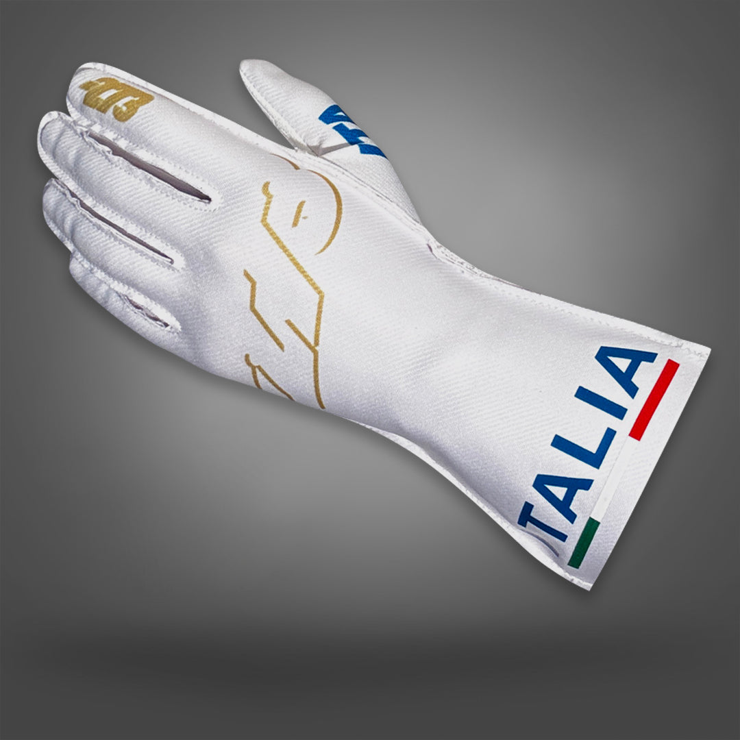 ITALIA Type-1 White/Gold/Blue - Glove | DASH RACEGEAR