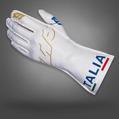ITALIA Type-1 White/Gold/Blue - Glove | DASH RACEGEAR