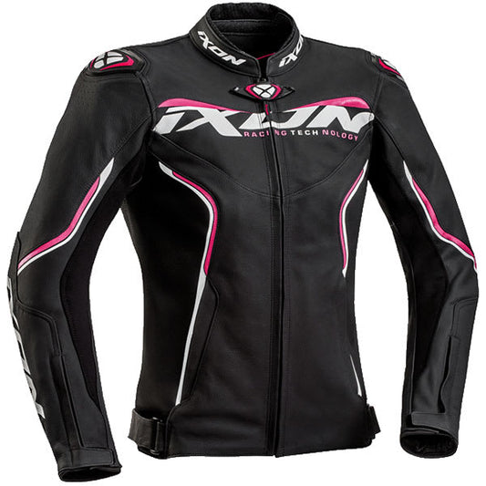 Ixon Ladies Trinity Jacket - Black / White / Fuchsia by Ixon - clearance motorcycle jacket