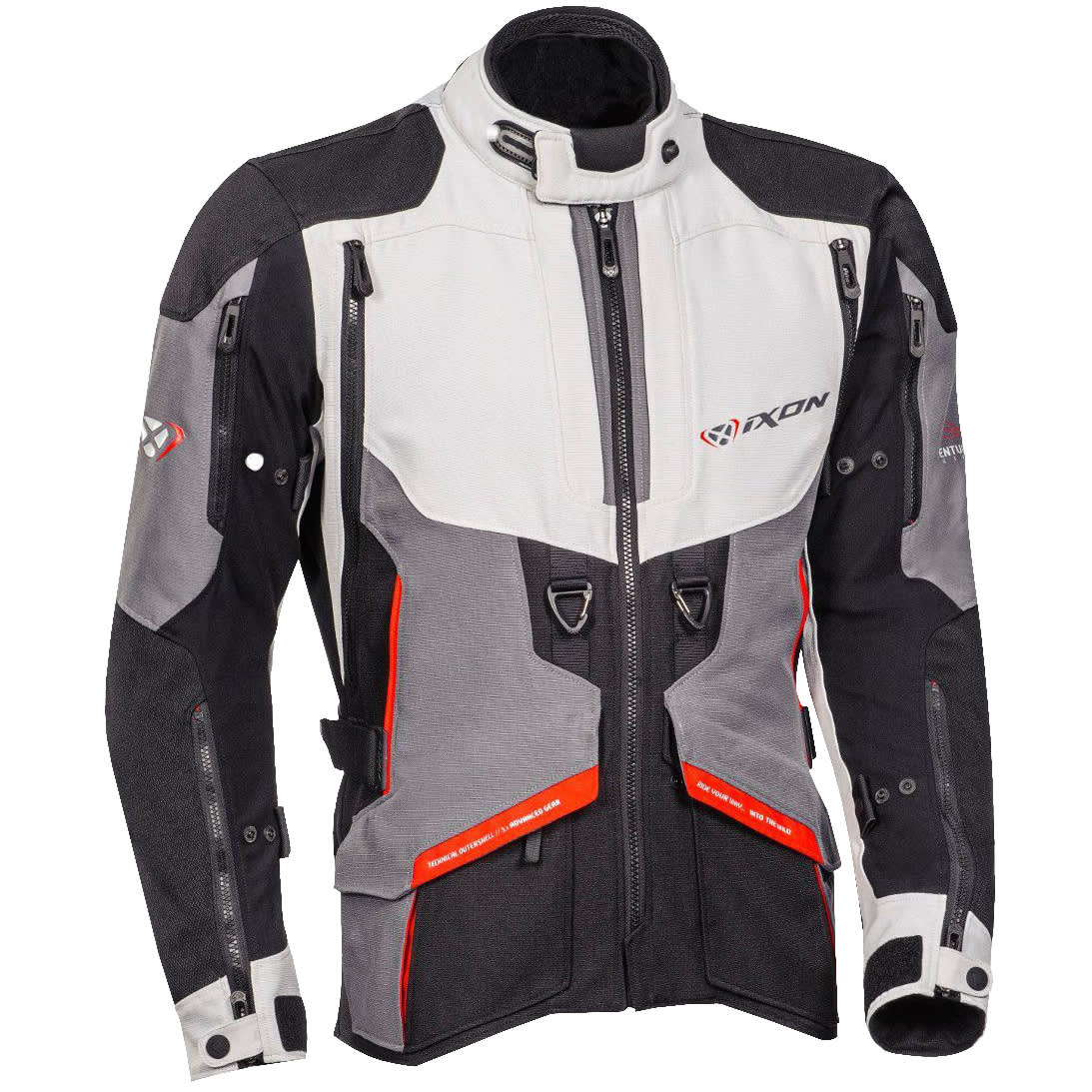 Ixon Ragnar Textile Jacket - Black / Grey / Red by Ixon - clearance motorcycle jacket