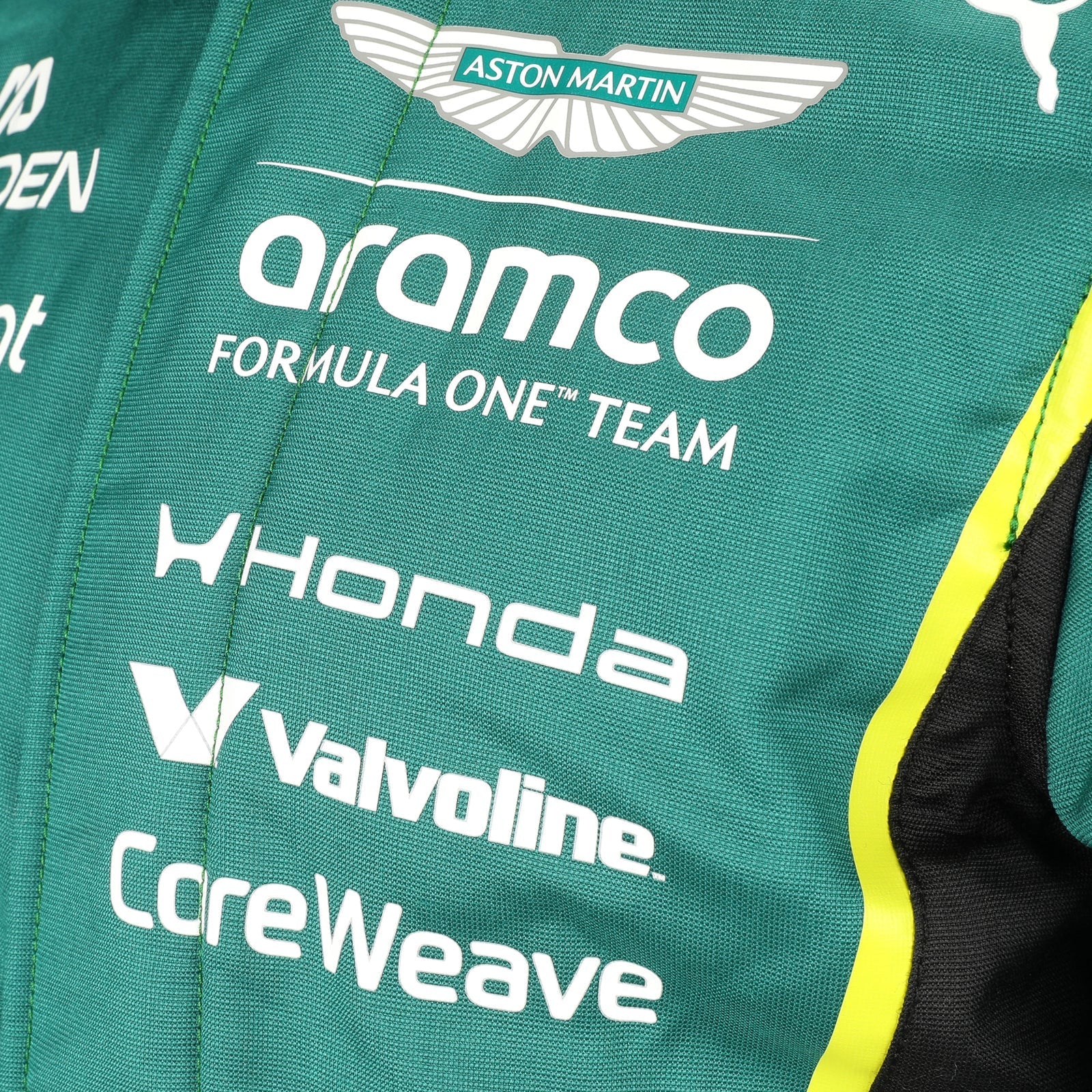 Aston Martin, Aramco and Honda chest logos on Jak Crawford’s 2026 F1 race suit – Dash Racegear.