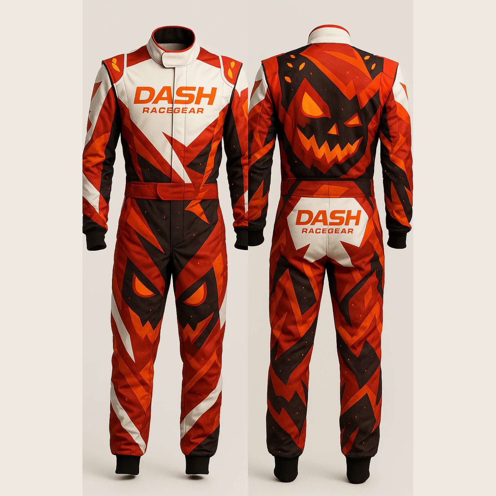 Jack-O'-Lantern Blaze Halloween Race Suit by Dash Racegear, product gallery view 1 of 4