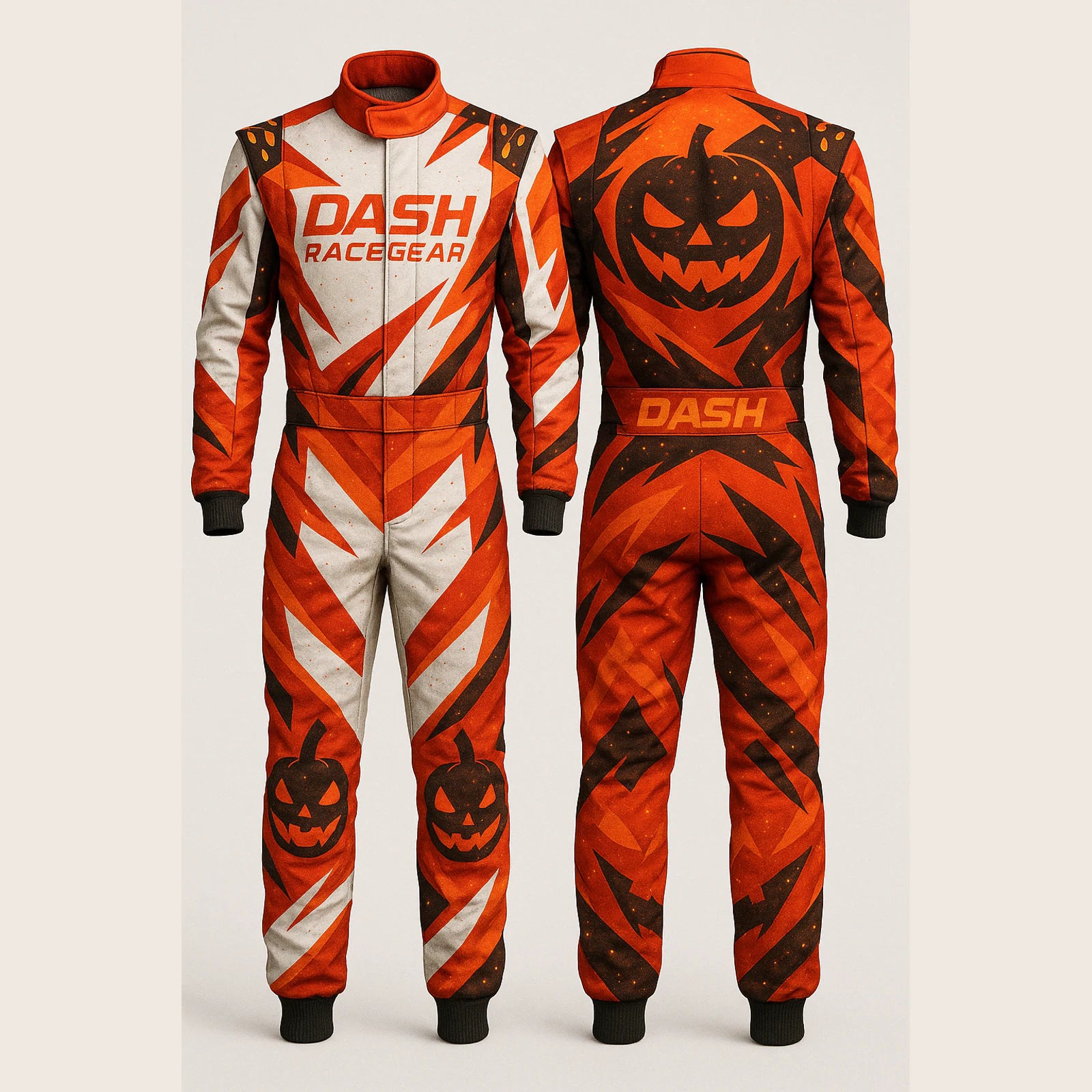 Jack-O'-Lantern Blaze Halloween Race Suit by Dash Racegear, product gallery view 2 of 4