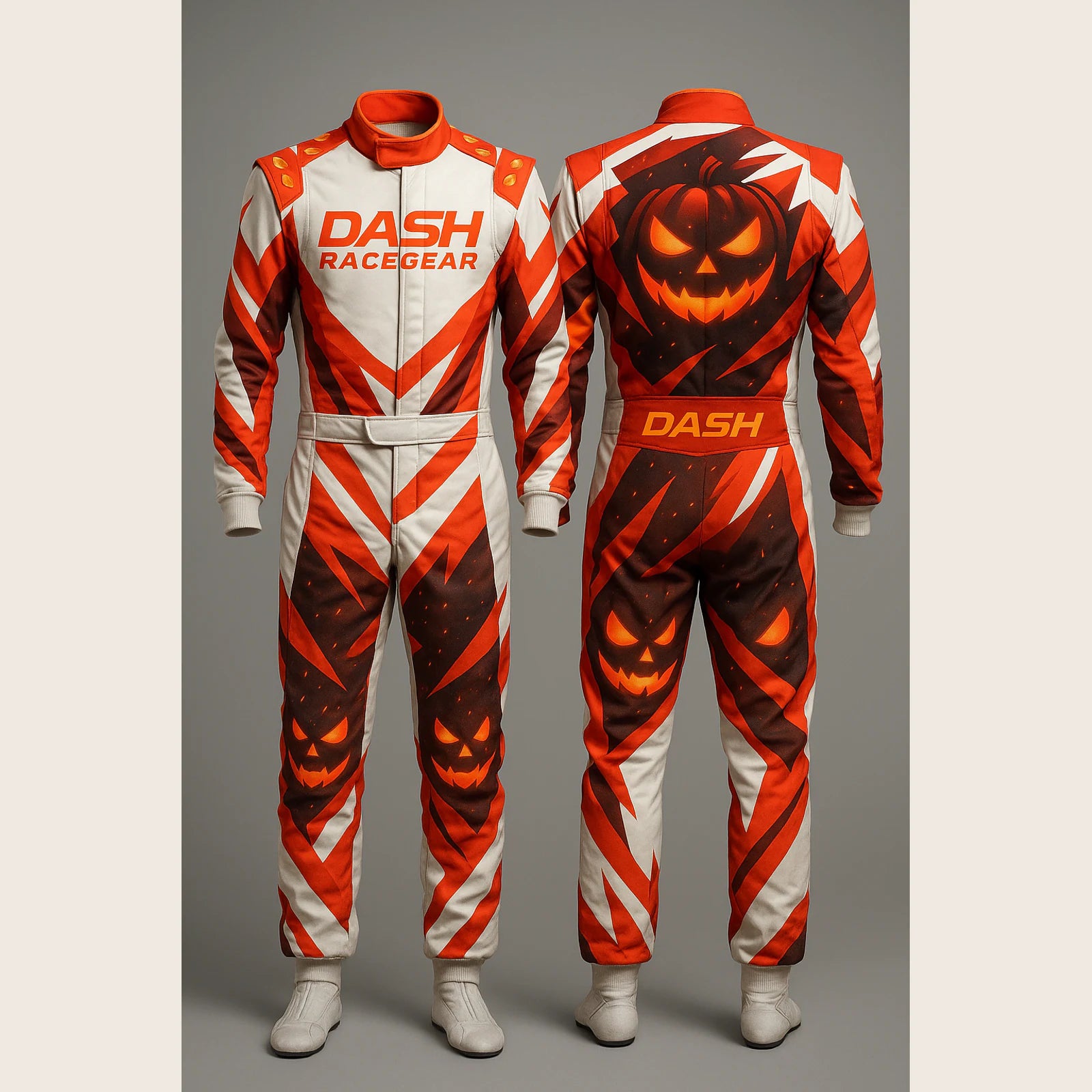 Jack-O'-Lantern Blaze Halloween Race Suit by Dash Racegear, product gallery view 4 of 4
