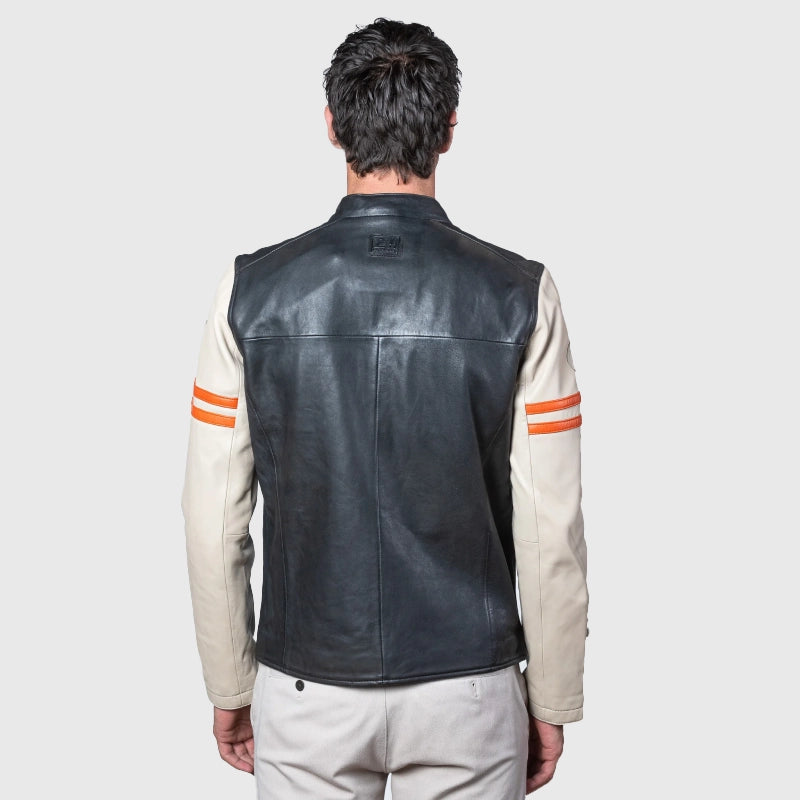 Mans Karl 24H Le Ecru Black Leather Jacket Leather Jacket unisex detail view 8 | Dash Racegear — Luxury Mans Karl 24H Le Ecru Black Leather Outerwear