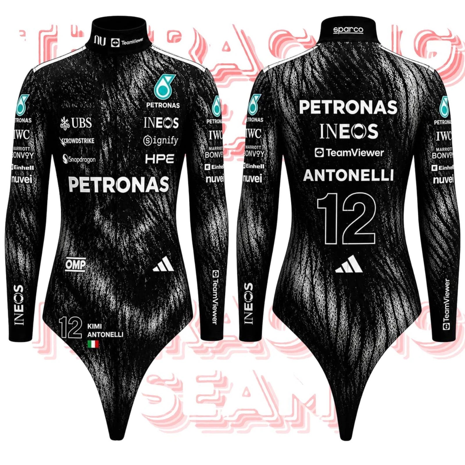 Kimi Antonelli-Inspired 2026 Wolf F1 Women Bodysuit and Onesie by Dash Racegear, front product view, design 7727