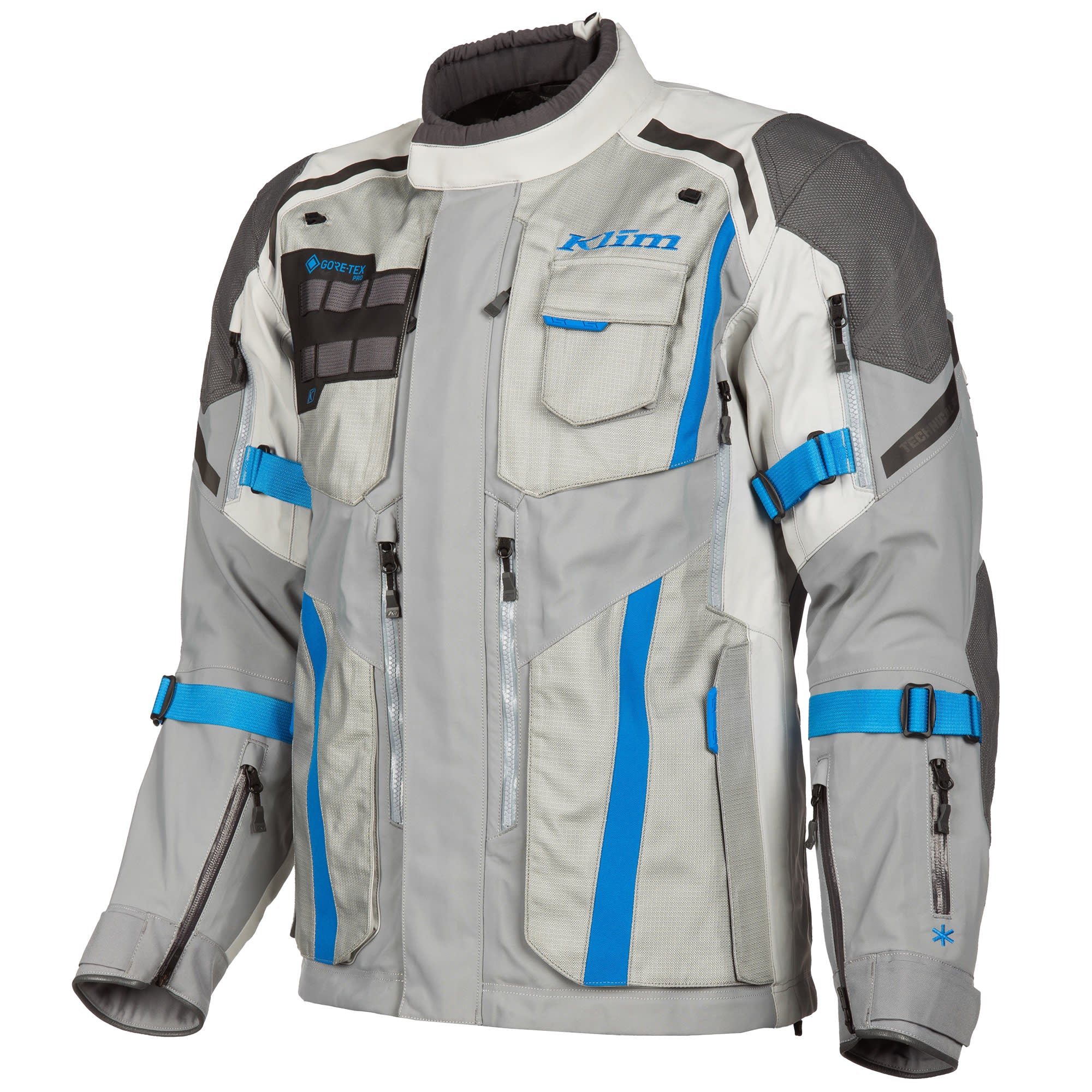 Klim Badlands Pro V4 Gore-Tex Jacket - Cool Gray / Electric Blue Lemonade by Klim - clearance motorcycle jacket
