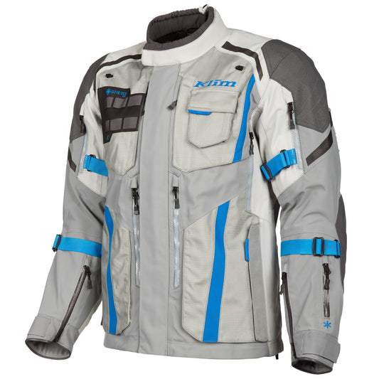 Klim Badlands Pro V4 Gore-Tex Jacket - Cool Gray / Electric Blue Lemonade by Klim - clearance motorcycle jacket