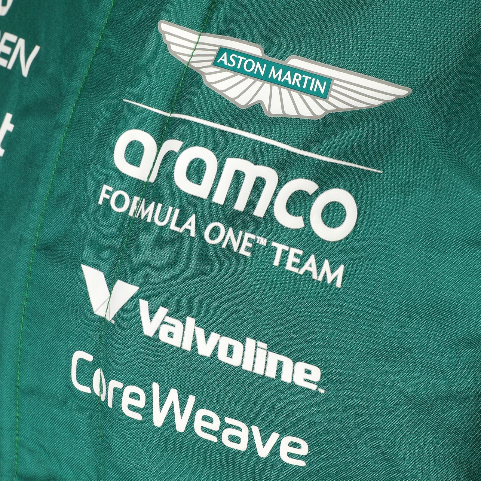 Back view of Lance Stroll’s 2025 Aston Martin Aramco F1 race suit – Dash Racegear.