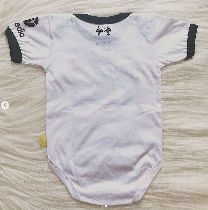 Liverpool 3rd soccer romper jersey 100% cotton white - baby romper image 2