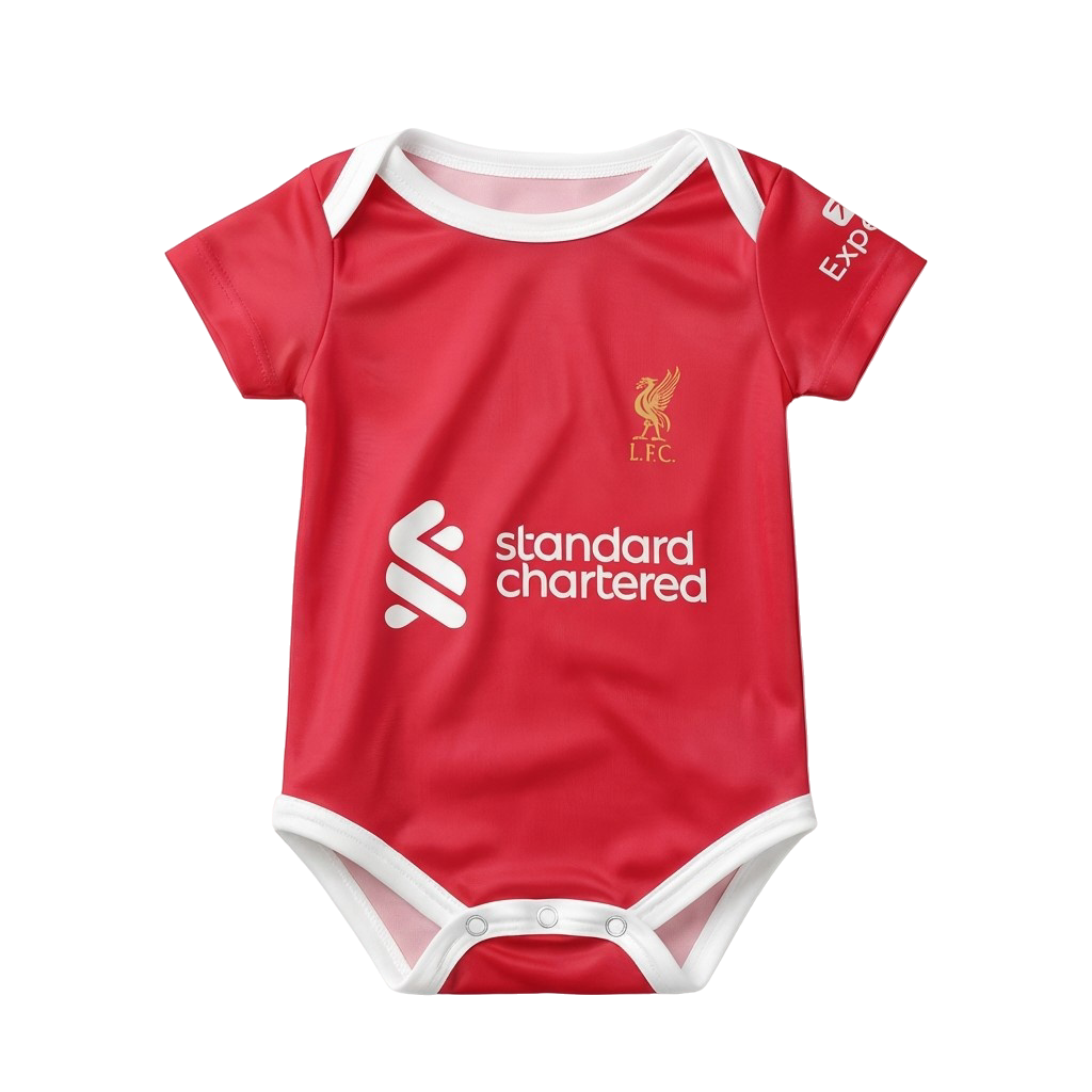 24/25 Liverpool Baby Bodysuit front view baby onesie by Dash Racegear