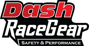 Dash RaceGear logo with the words 'Dash' in red and 'RaceGear' in white, plus the tagline 'SAFETY & PERFORMANCE' on a black background.