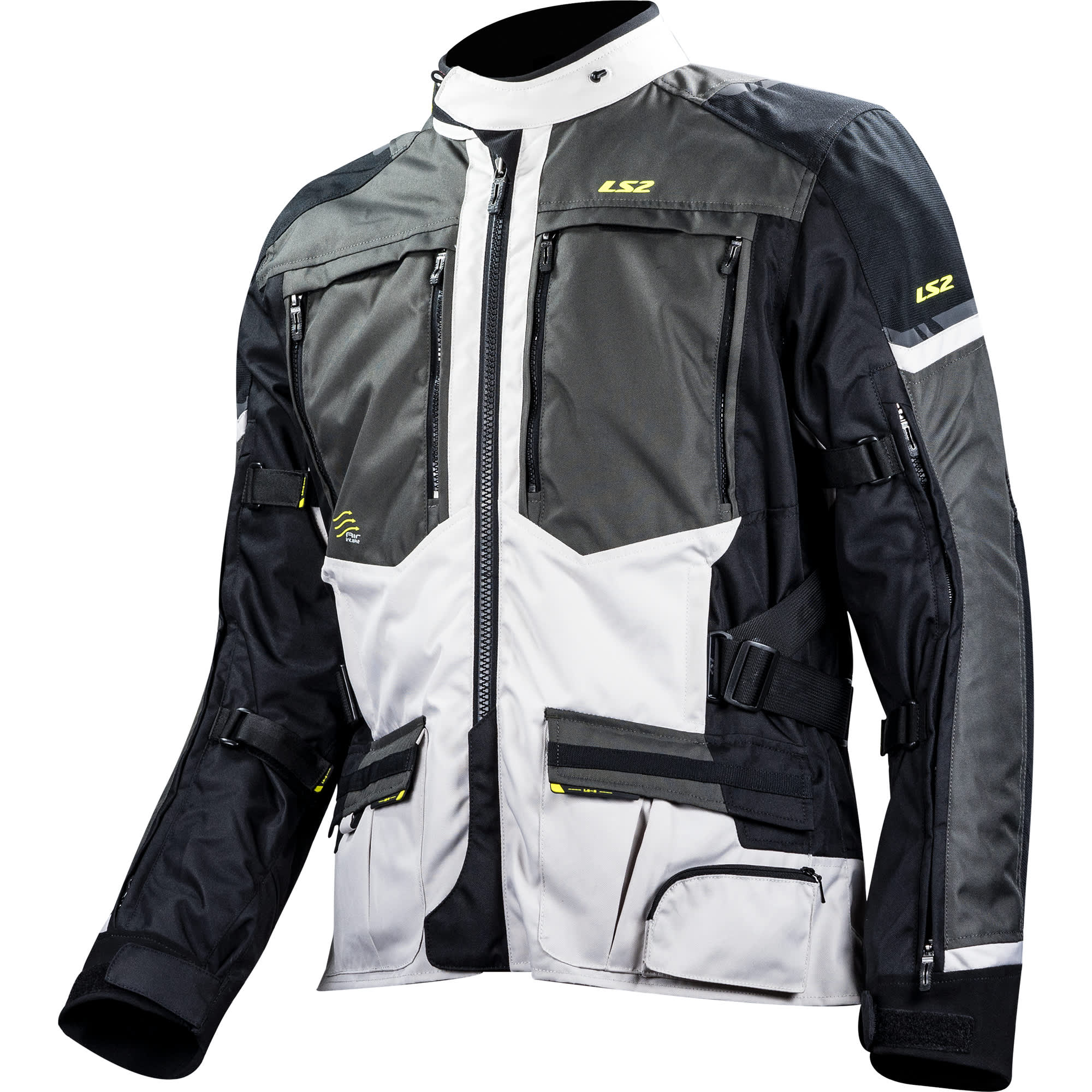 LS2 Norway Textile Jacket - Black / Grey / Light Grey / Yellow by LS2 - clearance motorcycle jacket