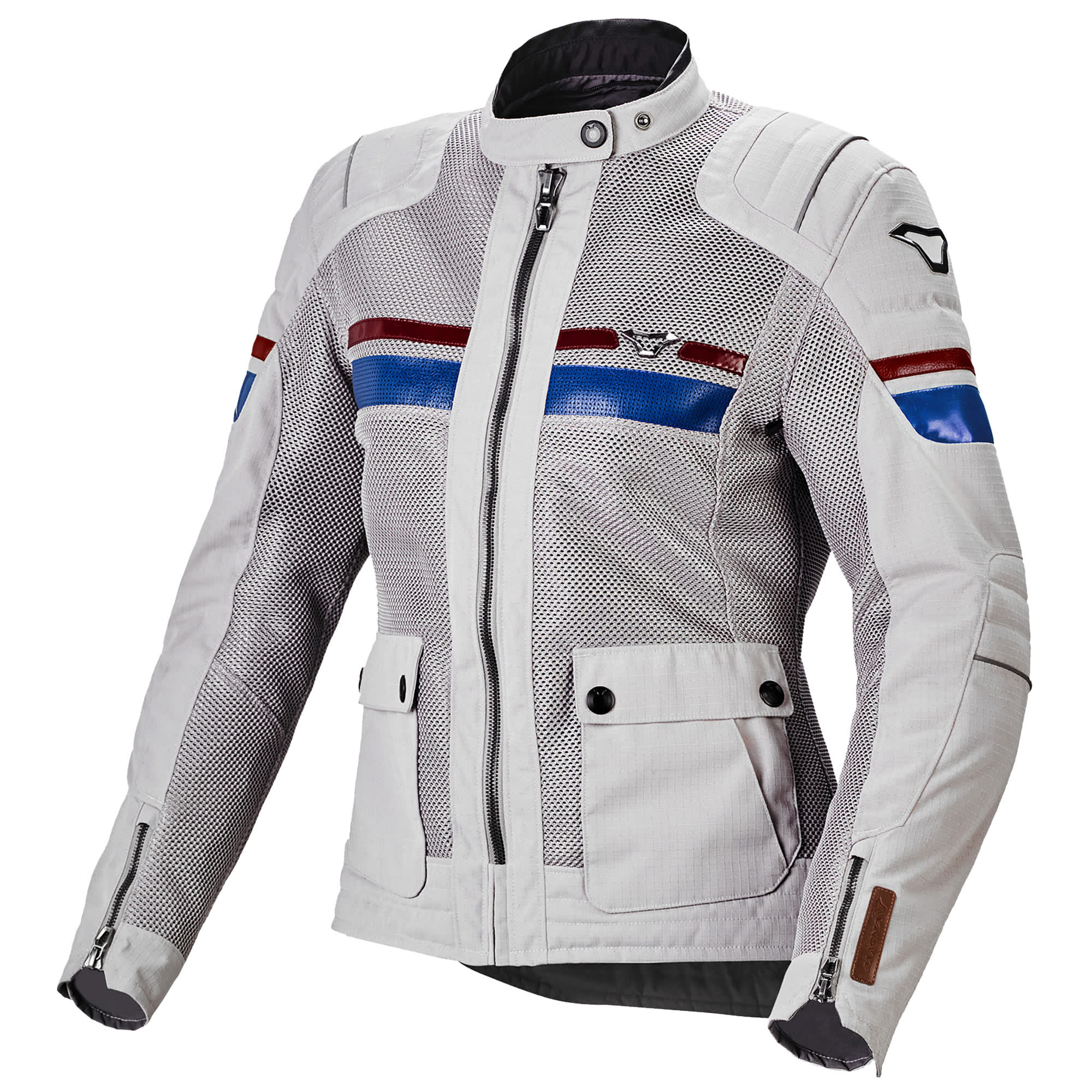 Macna Ladies Fluent Textile Jacket - Light Grey / Blue / Red by Macna - clearance motorcycle jacket