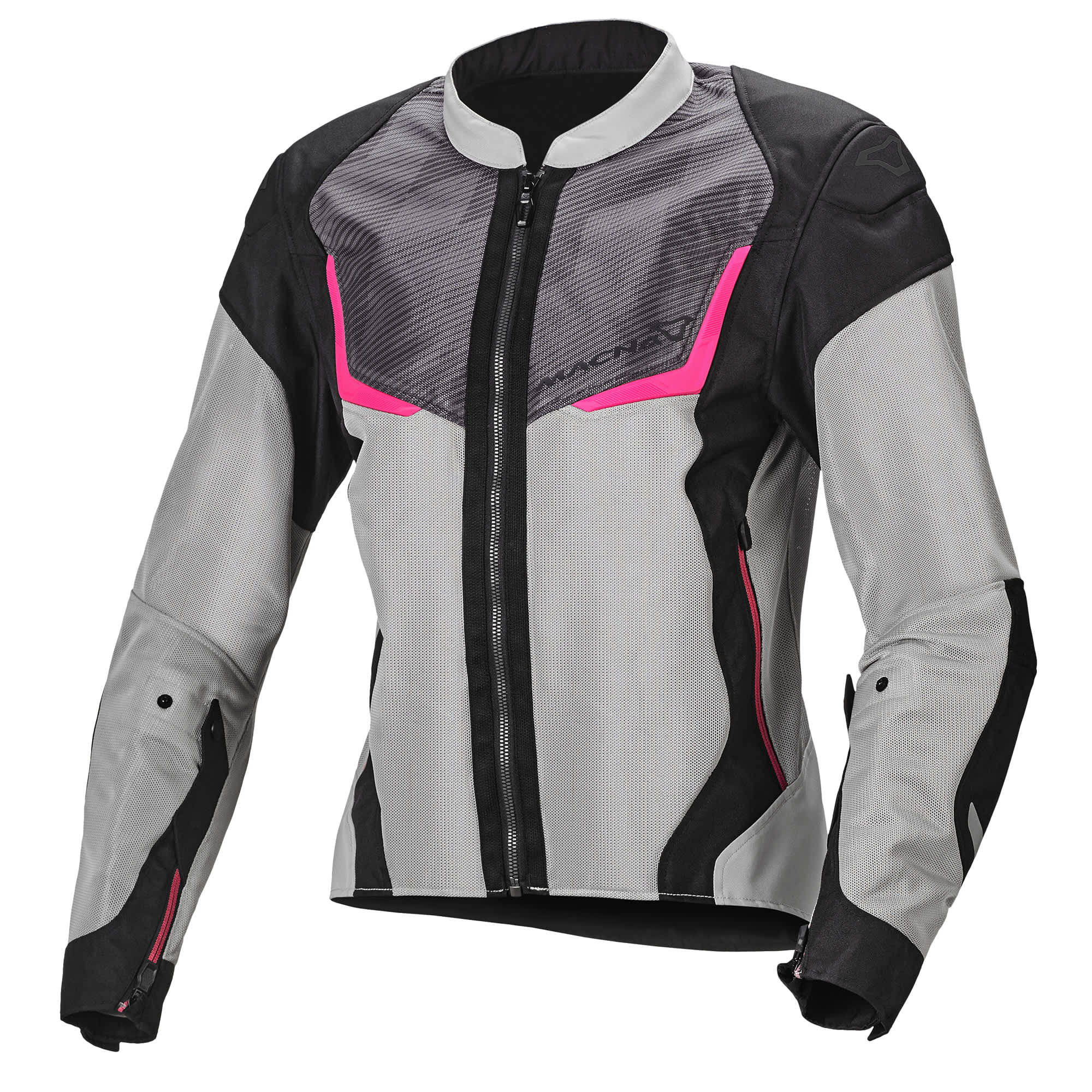 Macna Ladies Orcano Textile Jacket - Light Grey / Pink by Macna - clearance motorcycle jacket