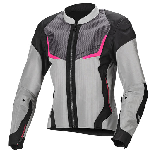 Macna Ladies Orcano Textile Jacket - Light Grey / Pink by Macna - clearance motorcycle jacket