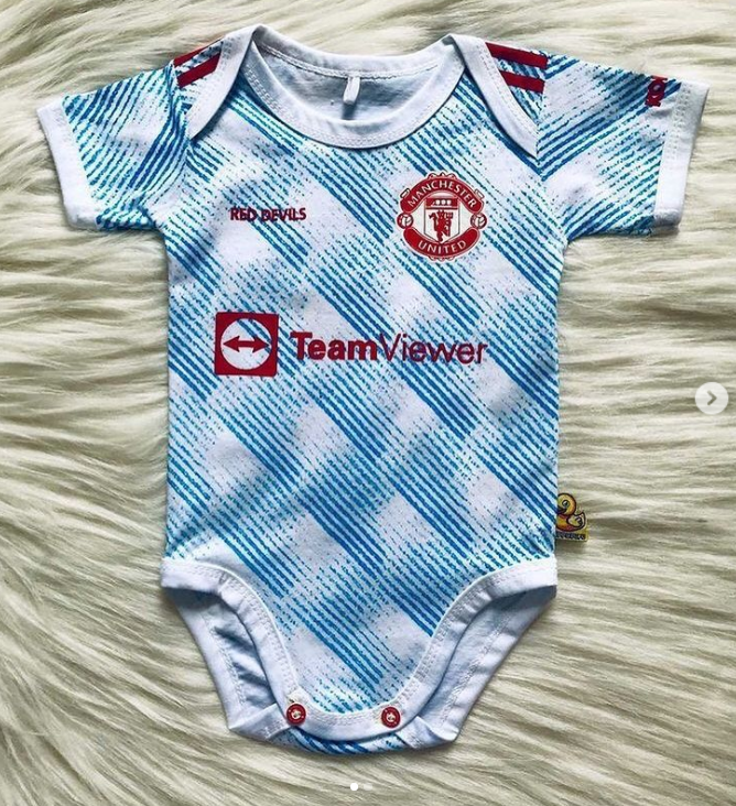 Manchester United Away soccer baby romper 100% cotton - Style 1 - baby romper image 1