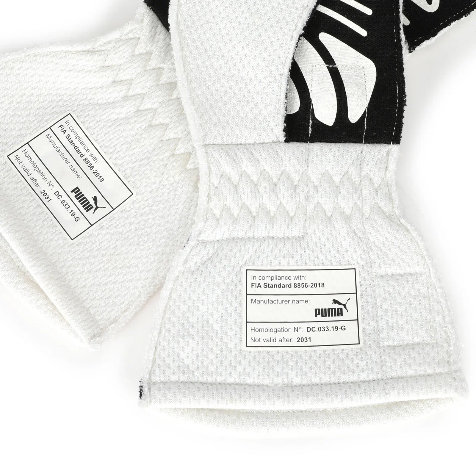 FIA certification labels inside Max Verstappen’s 2021 Red Bull Racing gloves – Dash Racegear.