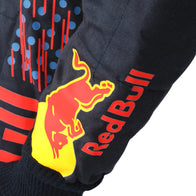Max Verstappen 2021 Mexican Grand Prix Red Bull Racing F1 Inspired Race Suit in Navy Blue, Front view 2 showing printed sponsor logos, by DASH RACEGEAR