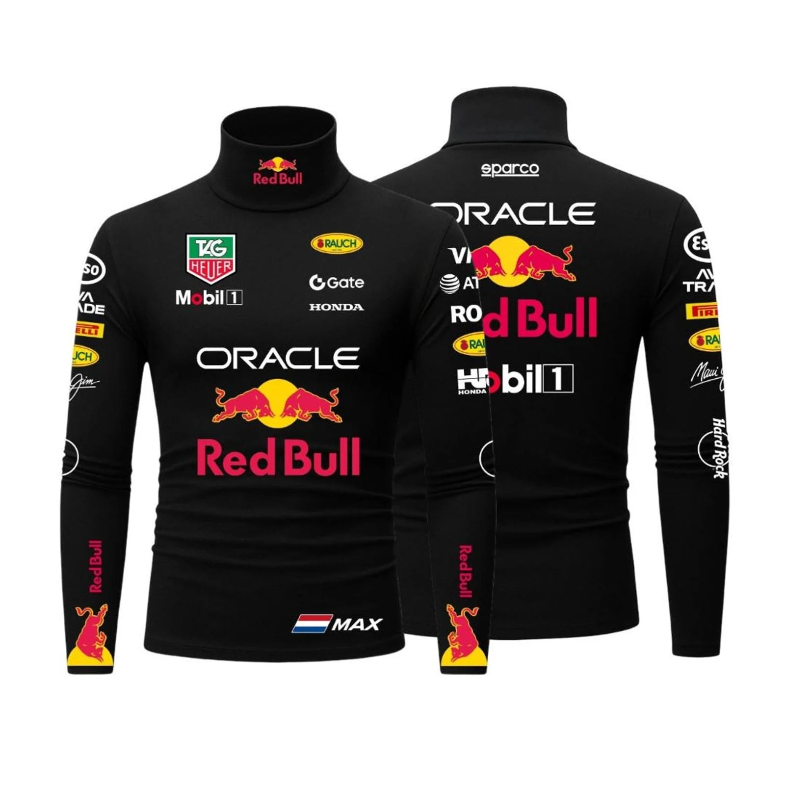Max Verstappen 2025 F1 Undersuit Red Bull Racing Black Base Layer by Dash Racegear, front product view, design 7265