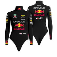 Max Verstappen 2025 F1 Women Bodysuit and Onesie Red Bull Black by Dash Racegear, front product view, design 2644