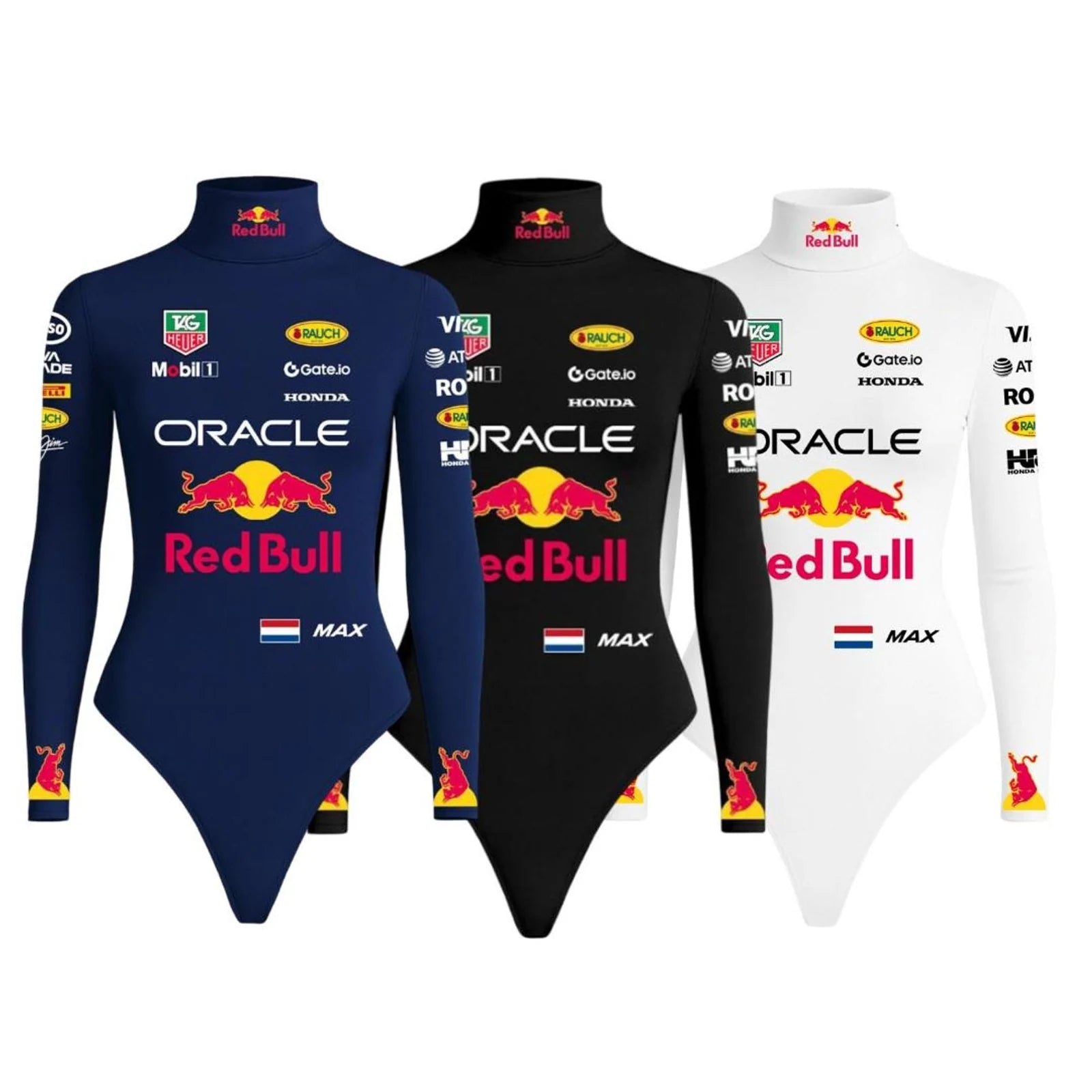 Max Verstappen 2025 F1 Women Bodysuit and Onesie Red Bull Blue by Dash Racegear, front product view, design 8560