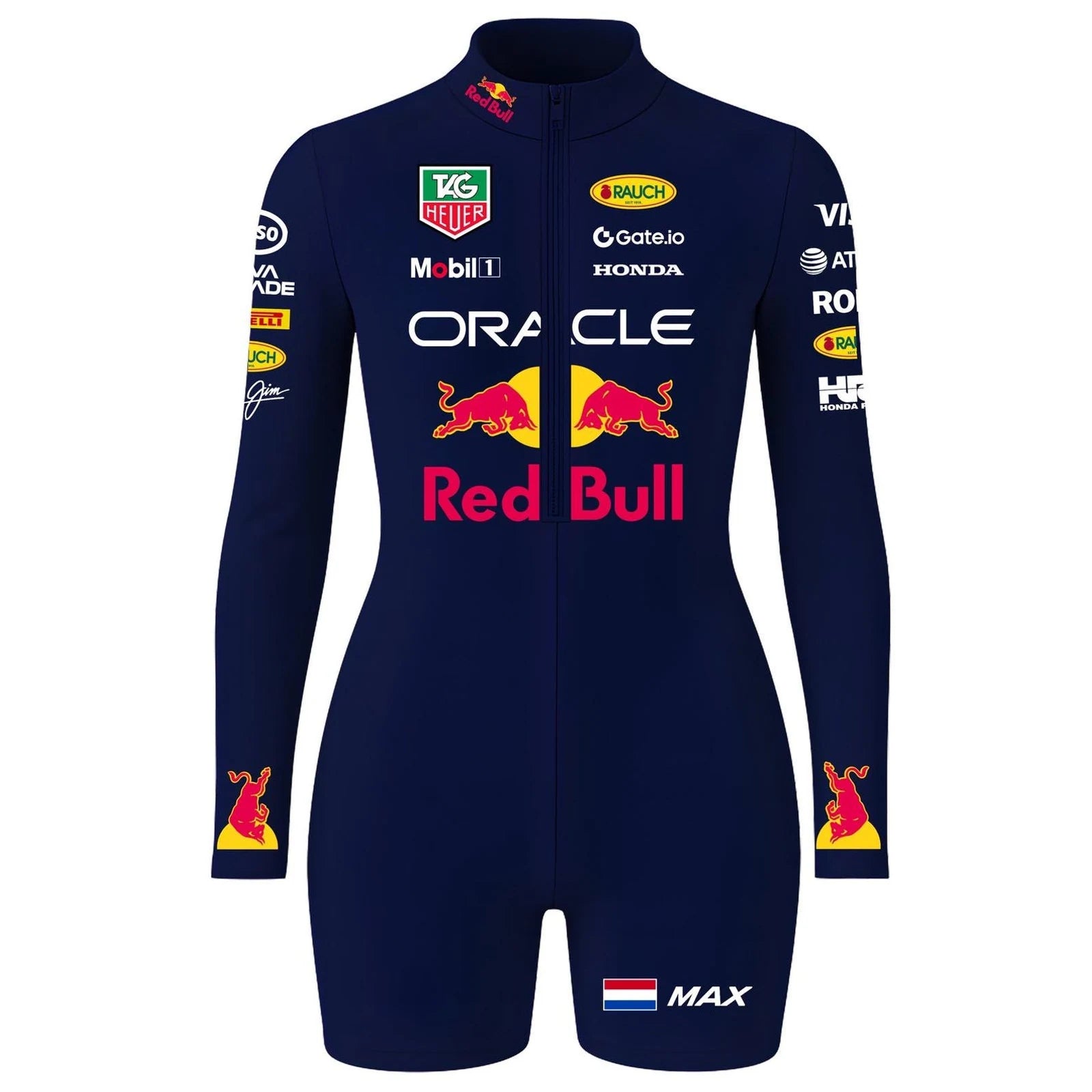 Max Verstappen 2025 F1 Women Jumpsuit and Onesie Red Bull Racing by Dash Racegear, front product view, design 3450
