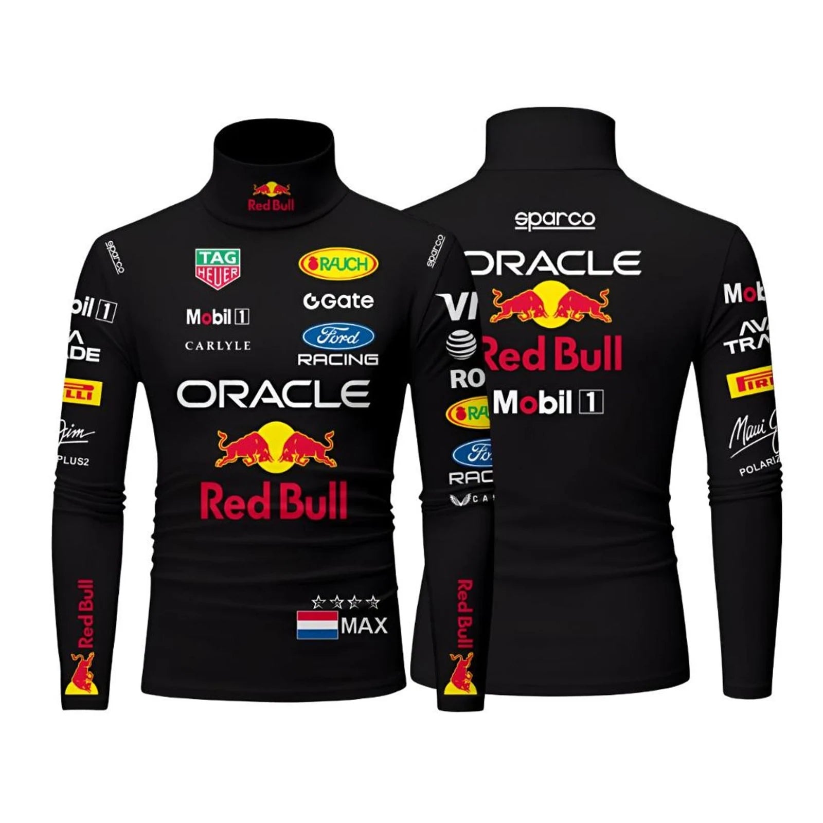 Max Verstappen 2026 F1 Undersuit Red Bull Racing Black Base Layer by Dash Racegear, front product view, design 8226