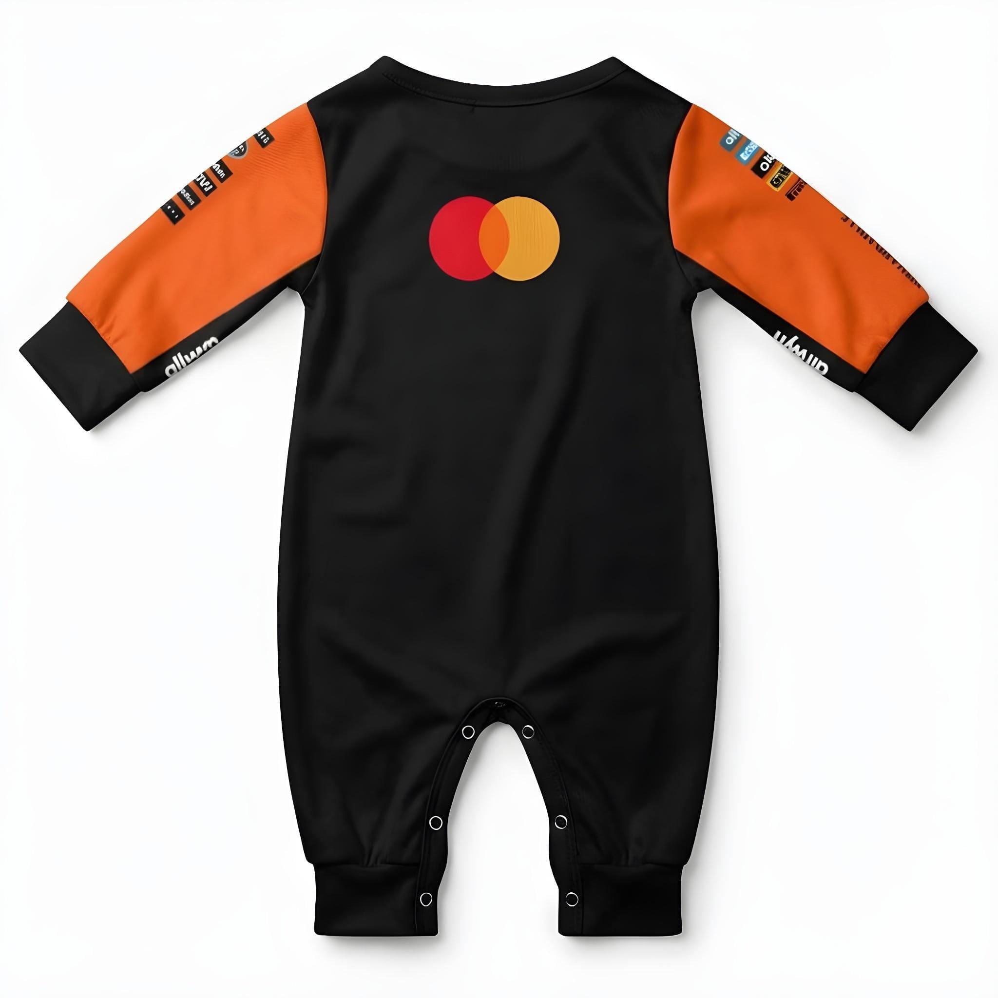 McLaren Longsleeve Jumpsuit 2025 back view baby onesie by Dash Racegear