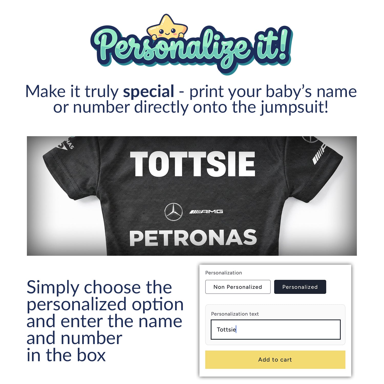 Mercedes Baby Bodysuit Onesie 2025 product detail image 4