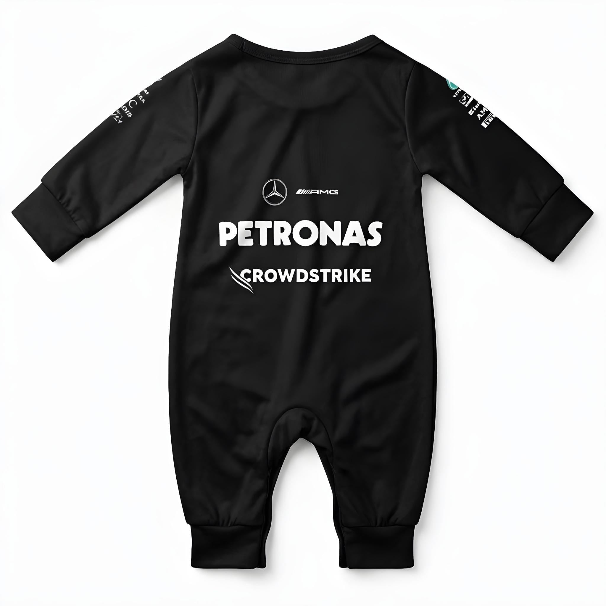 Mercedes Longsleeve Baby Onesie Jumpsuit 2026 back view baby onesie by Dash Racegear