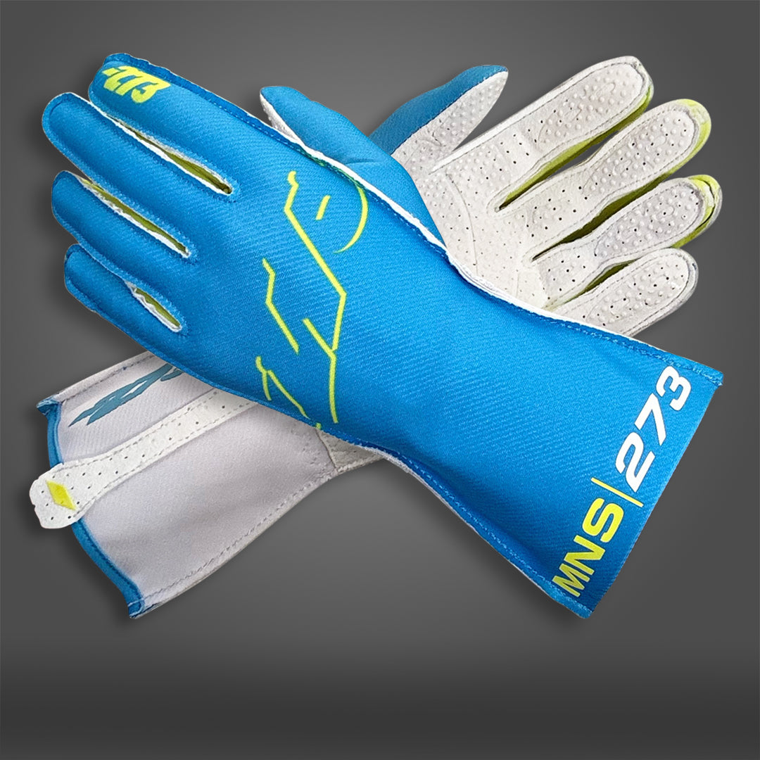 MNS-1 Cyan/Fluo-Yellow - Glove | DASH RACEGEAR