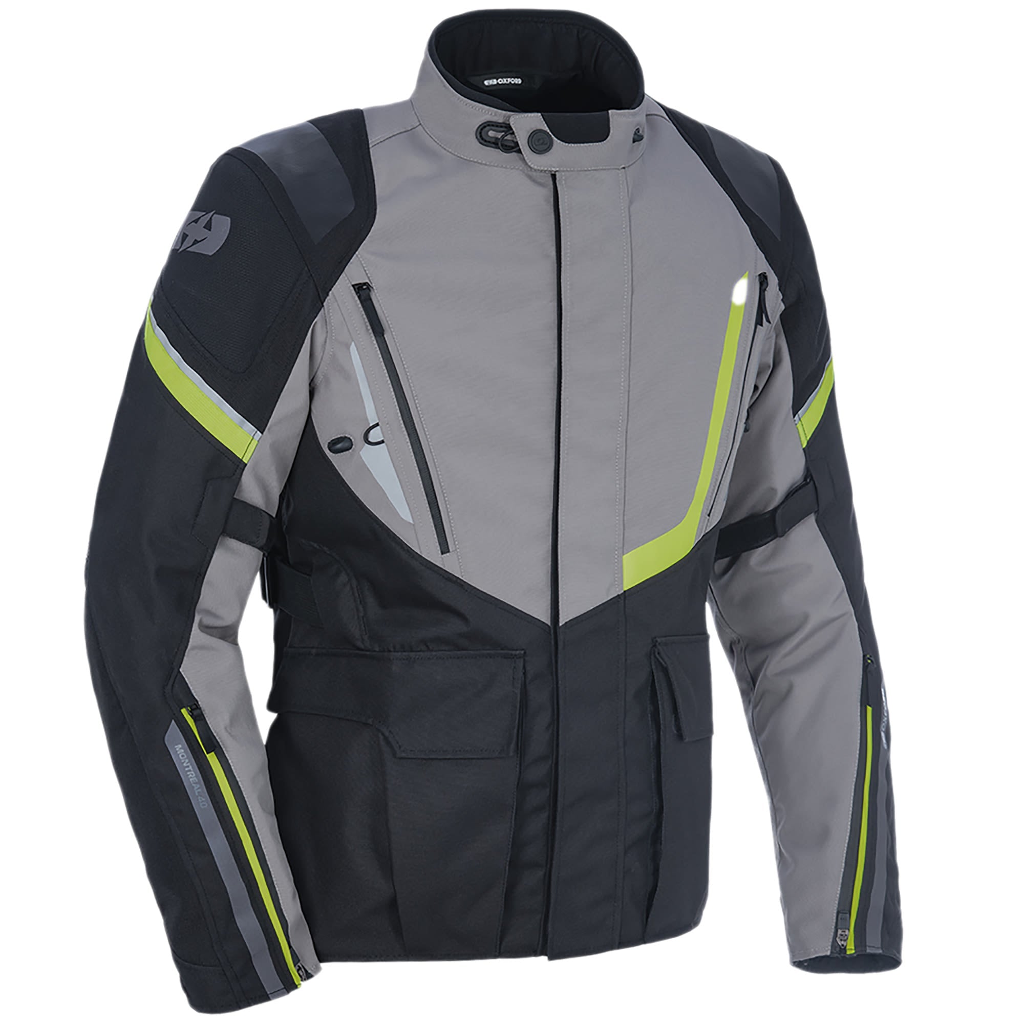 Oxford Montreal 4.0 Textile Jacket - Black / Grey / Fluo by Oxford Clothing - clearance motorcycle jacket