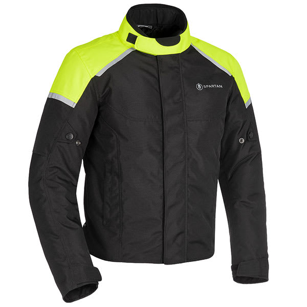Oxford Spartan Waterproof Short Textile Jacket - Black / Fluo by Oxford Spartan - clearance motorcycle jacket