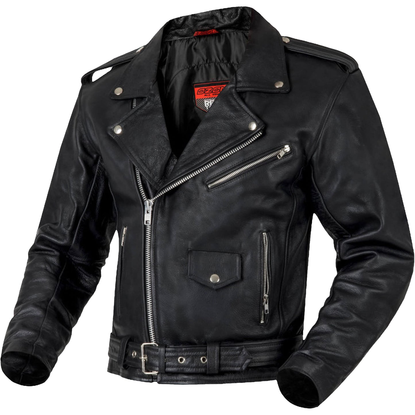 Ozone Classic Ramones Leather Jacket - Black by Ozone - clearance motorcycle jacket