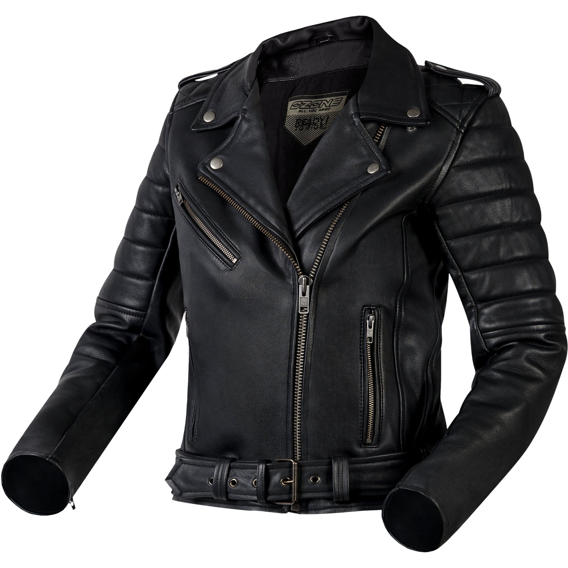 Ozone Classic Ramones Modern Ladies Leather Jacket - Black by Ozone - clearance motorcycle jacket