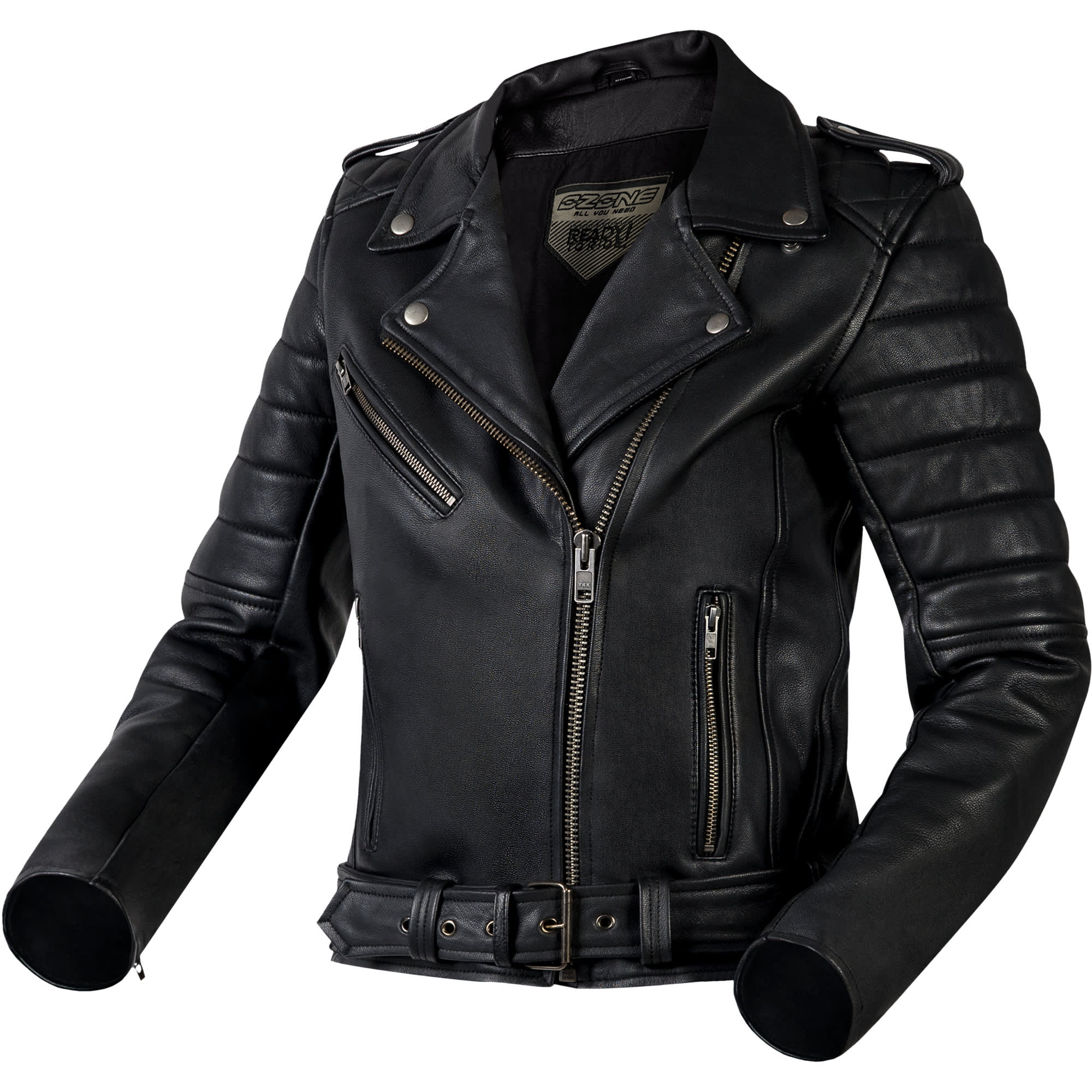 Ozone Classic Ramones Modern Ladies Leather Jacket - Black by Ozone - clearance motorcycle jacket