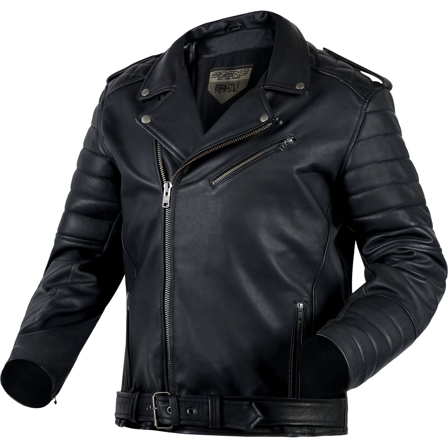 Ozone Classic Ramones Modern Leather Jacket - Black by Ozone - clearance motorcycle jacket