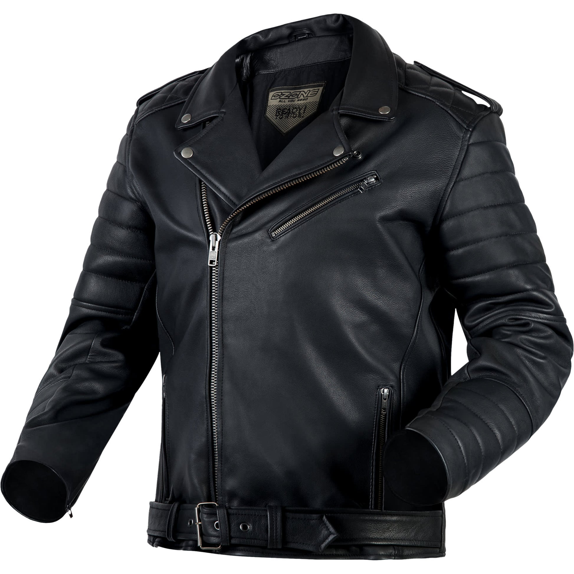 Ozone Classic Ramones Modern Leather Jacket - Black by Ozone - clearance motorcycle jacket