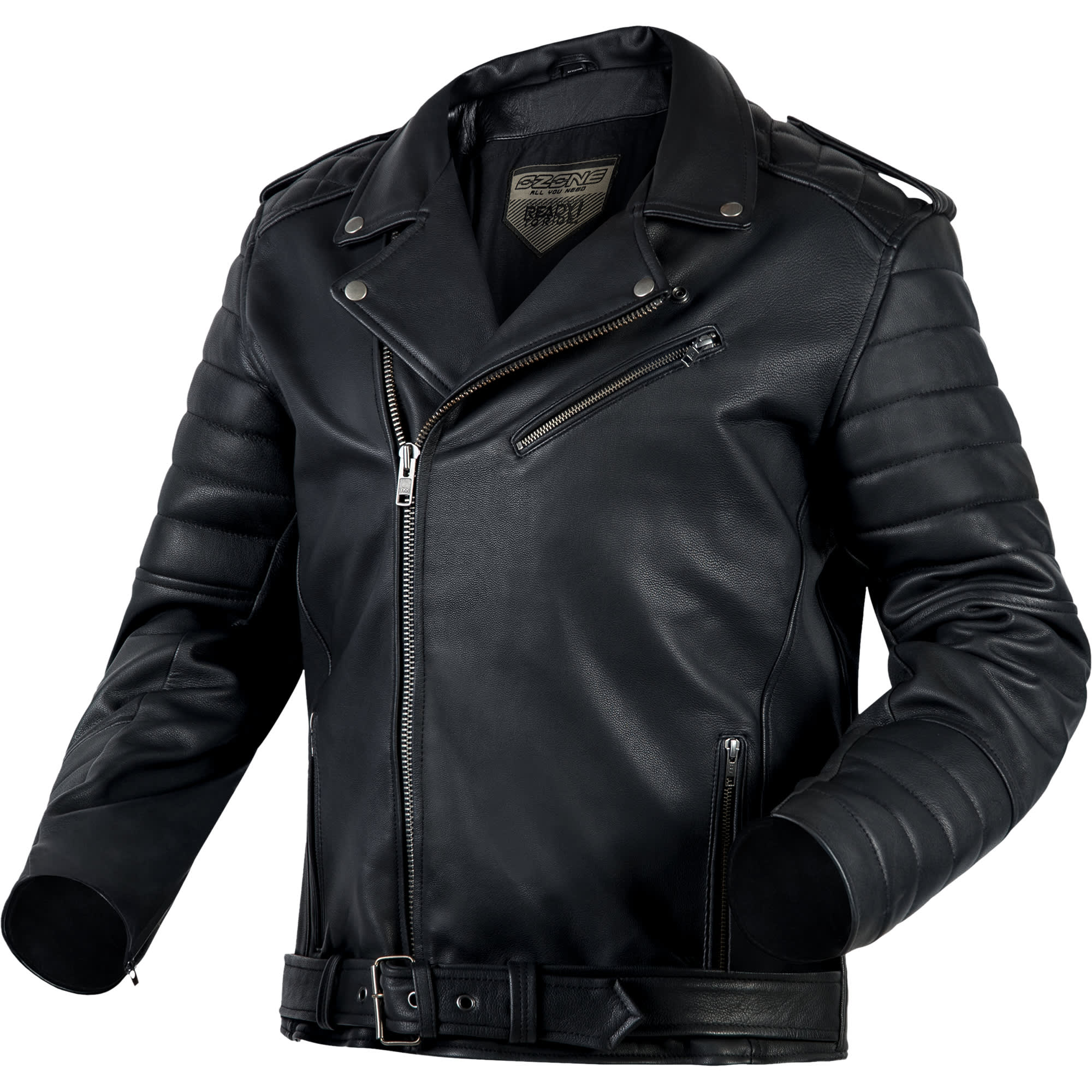 Ozone Classic Ramones Modern Leather Jacket - Black by Ozone - clearance motorcycle jacket