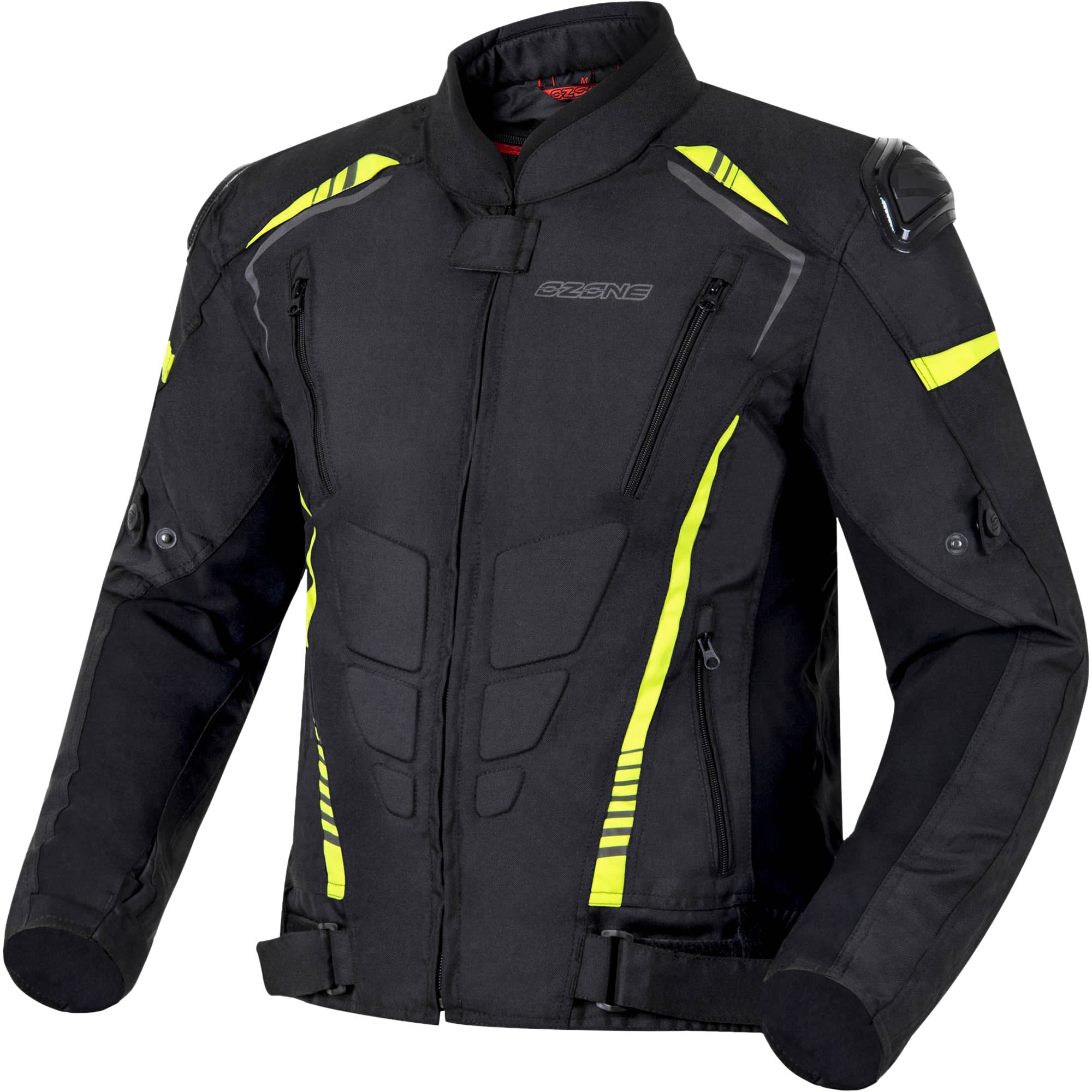 Ozone Street Pulse Textile Jacket - Black / Fluo Yellow by Ozone - clearance motorcycle jacket