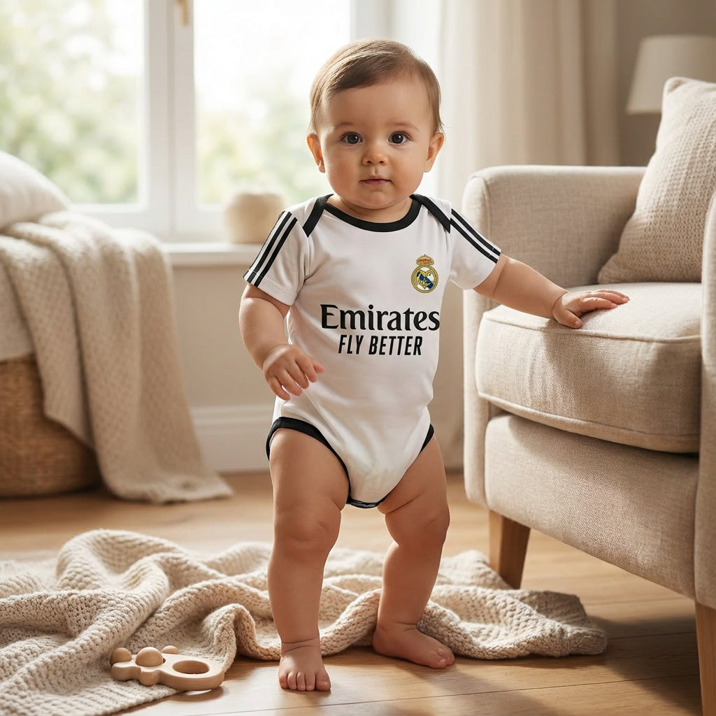 Real Madrid Baby Bodysuit 24/25 lifestyle view for baby sports fans