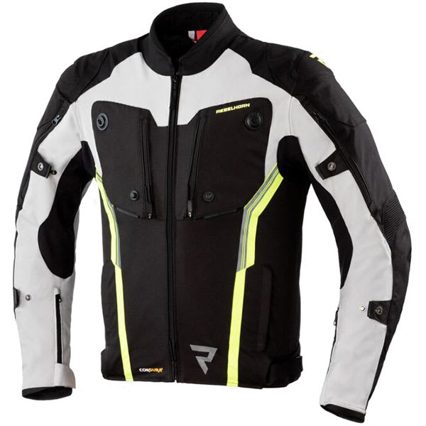 Rebelhorn Borg Textile Jacket - Black / Grey / Flo Yellow by Rebelhorn - clearance motorcycle jacket