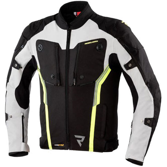 Rebelhorn Borg Textile Jacket - Black / Grey / Flo Yellow by Rebelhorn - clearance motorcycle jacket