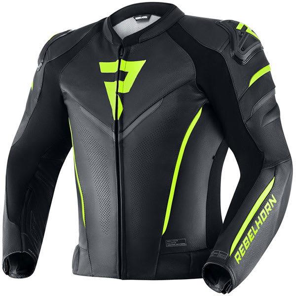 Rebelhorn Fighter Leather Jacket - Black / Flo Yellow by Rebelhorn - clearance motorcycle jacket