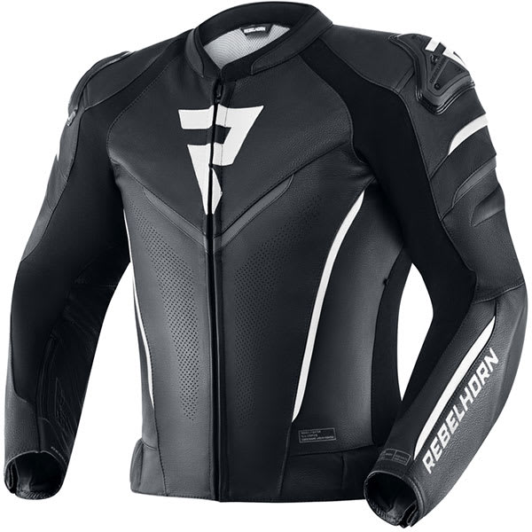 Rebelhorn Fighter Leather Jacket - Black / White by Rebelhorn - clearance motorcycle jacket
